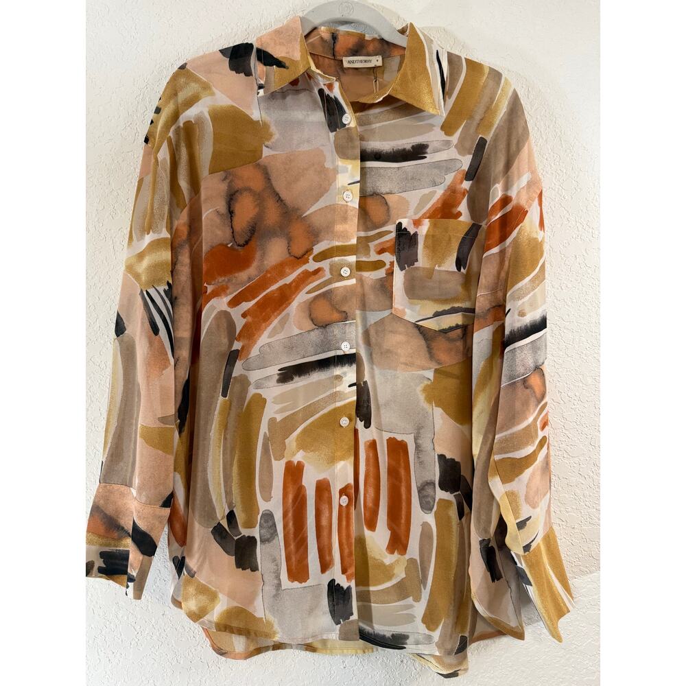 NWT AndTheWhy  Sheer Loose Fitting Blouse Size M